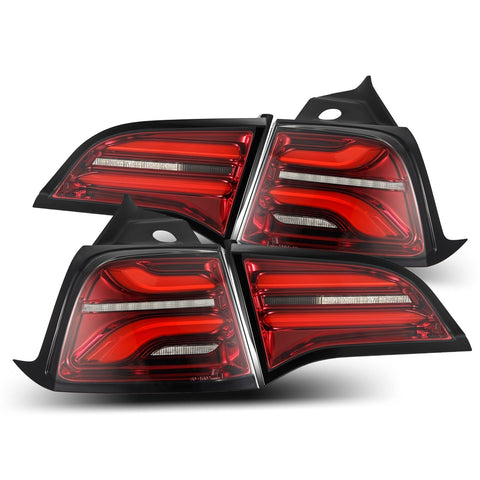 AlphaRex PRO-Series LED Tail Lights Red Smoke | 2020-2024 Tesla Model Y (With Stock Amber Turn Signal) (601040)