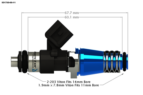 Injector Dynamics 1750cc XDS Injectors - Set of 4 | Multiple Fitments (1750.60.11.D.4)