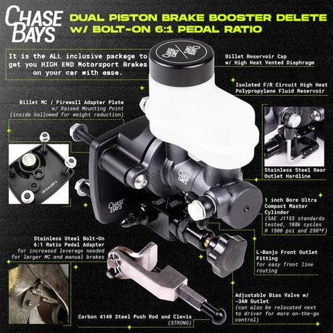 Chase Bays Dual Piston Brake Booster Delete with Bolt-On 6:1 Pedal Ratio | Multiple BMW / Porsche / VW (CB-DBBE-EURO)