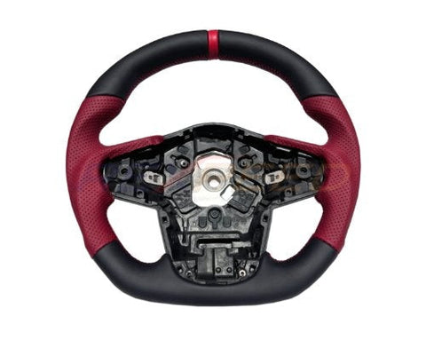 Rexpeed Matte Forged Carbon Fiber Red Leather Steering Wheel | 2020+ Toyota Supra (TS47R-FC)