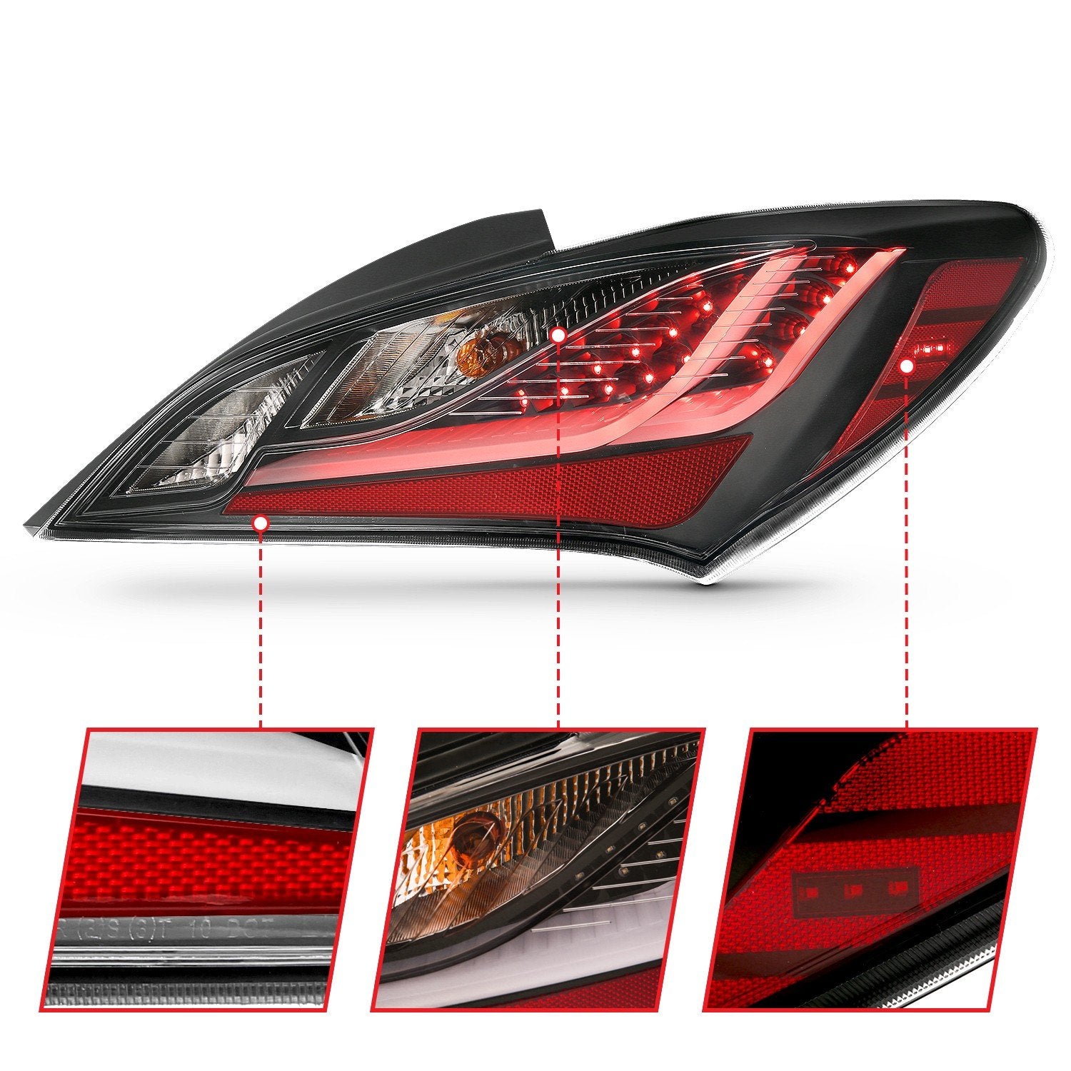 Anzo Tail Lights - Black Housing / Smoked Lens | 2010-2013 Hyundai Genesis  Coupe (321347)