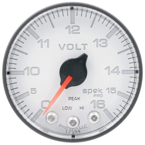 Autometer Spek-Pro 2 & 1/16" Voltmeter Gauge 16V