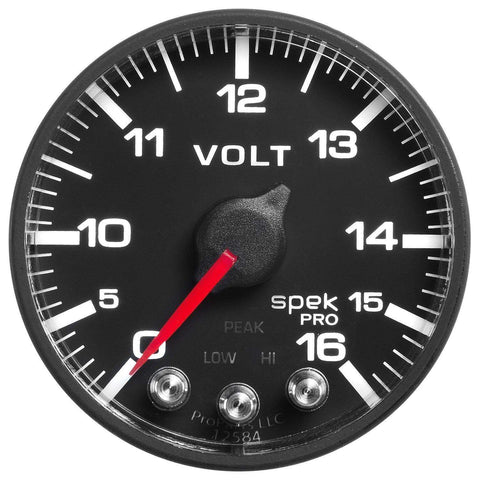 Autometer Spek-Pro 2 & 1/16" Voltmeter Gauge 16V