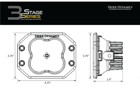 Diode Dynamics DD SS3 Sport LED Pods - Flush / White / Set / Flood Beam (DD6201P)