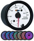 GlowShift White 7 Color 30 PSI Fuel Pressure Gauge - Modern Automotive Performance
