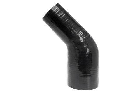 HPS 3" - 4" 4-ply Reinforced Silicone 45 Elbow Reducer Coupler | Universal  (HTSER45-300-400-BLK)