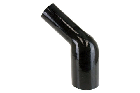 HPS 2-1/4" - 3" 4-ply Reinforced Silicone 45 Elbow Reducer Coupler | Universal (HTSER45-225-300-BLK)