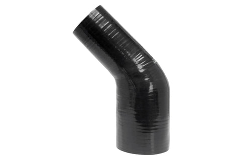 HPS 2-3/4" - 4" 4-ply Reinforced Silicone 45 Elbow Reducer Coupler | Universal (HTSER45-275-400-BLK)