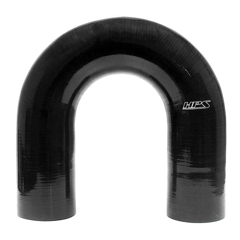 HPS 2-1/2" 4-ply Reinforced Silicone 180 Degree U Elbow Coupler Hose | Universal (HTSEC180-250-BLK)