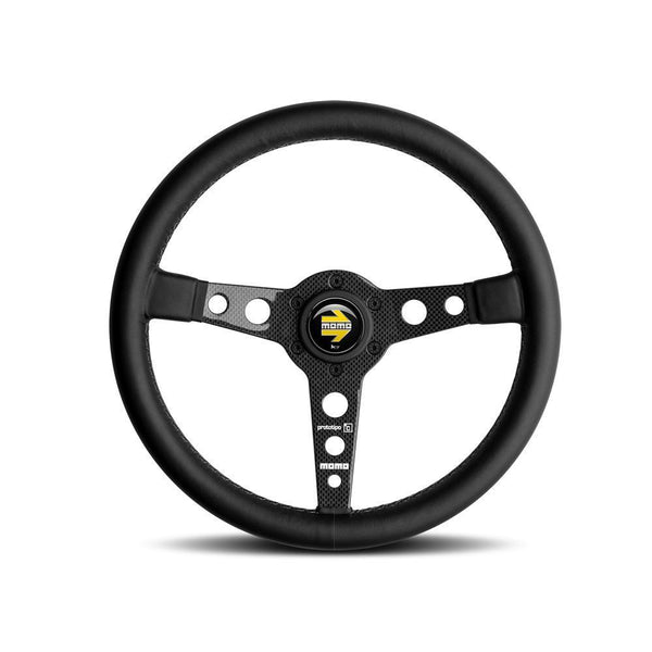 MOMO Prototipo 6C 350mm Black Leather Steering Wheel (PRO35BK1C 