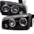 Spyder Auto Dodge Charger 06-10 Projector Headlights - Halogen Model Only ( Not Compatiable With Xenon/HID Model ) - LED Halo - LED ( Replaceable LEDs ) - Black -  High H1 (Included) - Low 9006 (Not Included) - Modern Automotive Performance
