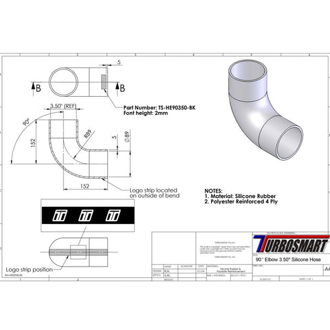 Turbosmart 90deg Elbow 3.50" (TS-HE90350)