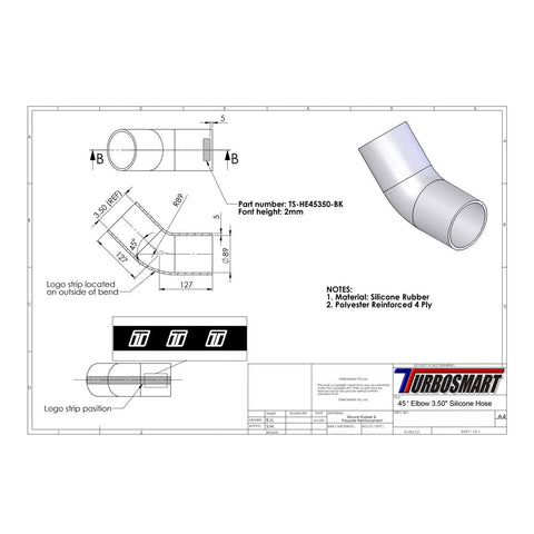 Turbosmart 45deg Elbow 3.50" (TS-HE45350)