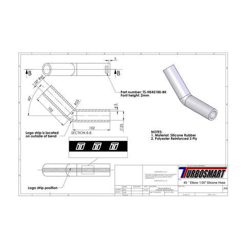 Turbosmart 45deg Elbow 1.00" (TS-HE45100)