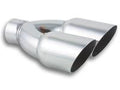 Dual 3.5" Round Stainless Steel Tips (Single Wall, Angle Cut) by Vibrant Performance - Modern Automotive Performance
