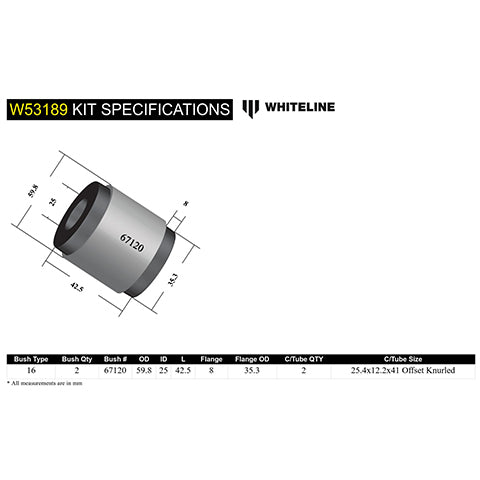 Whiteline Front Lower Control Arm Bushings - Rear Inner Position | Multiple Audi/Volkswagen Fitments (W53189)